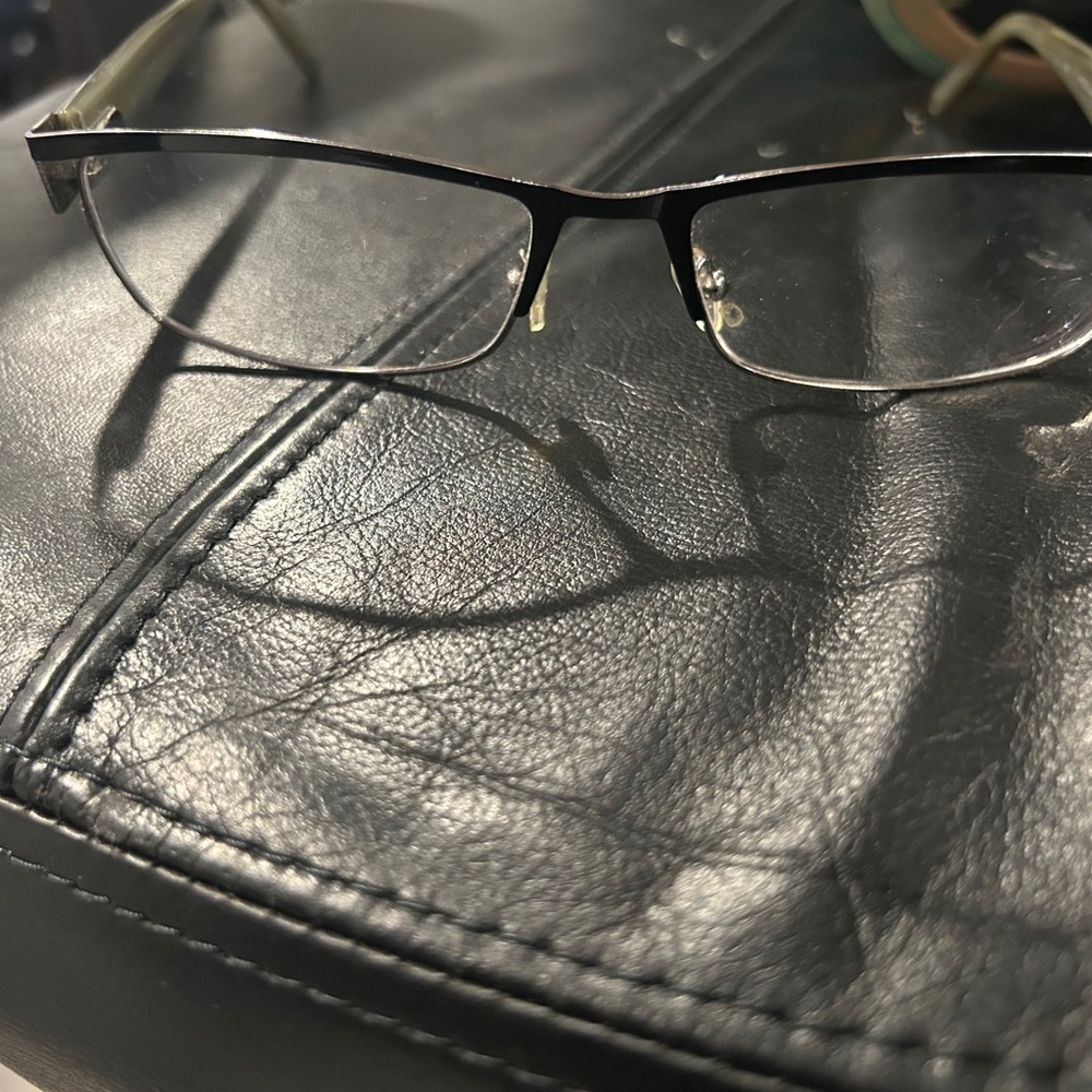 Men's Rectangular Black and Silver Metal Frame Glasses - Picture 9 of 11